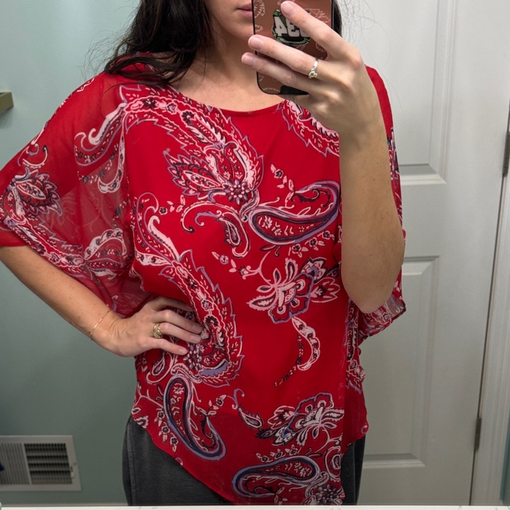Dana Buchman Red Paisley Women's Blouse